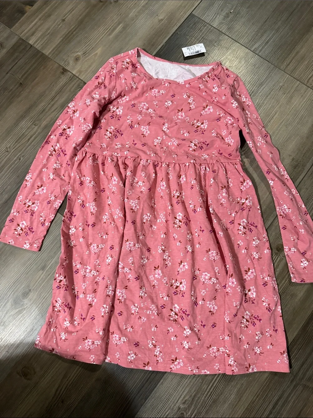 NWT size 10/12 The Children's Place Rose Pink Floral Long-Sleeve Casual Dress